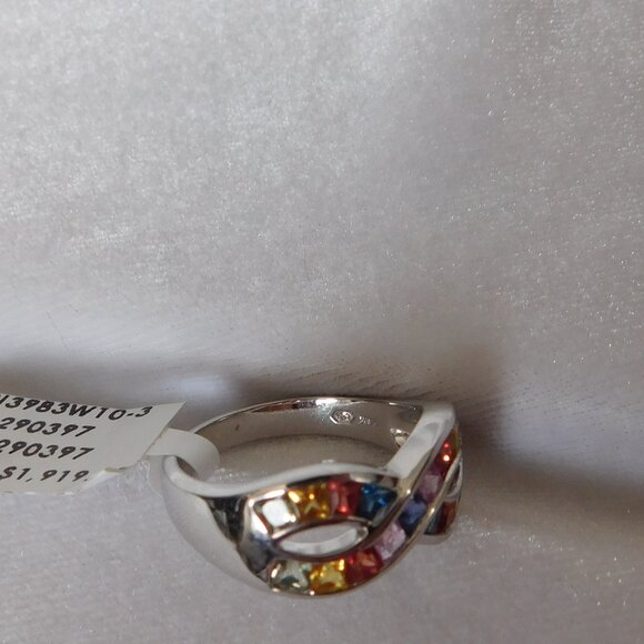 Ladies 14K White Gold Ring with Gemstones - Picture 3 of 5